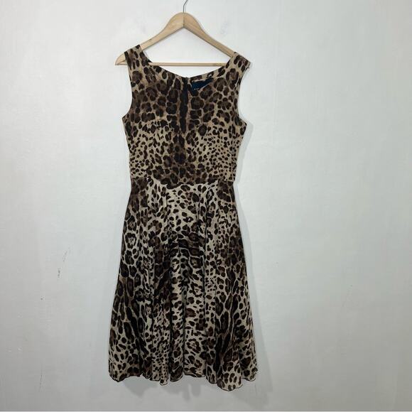 Samantha Sung Rachel Animal Print Fit Flare Midi Dress Size 8 - Picture 1 of 14